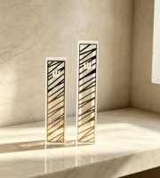 Étui à Mézouzah en Acrylique Personnalisé de Qualité Supérieure avec un Design Géométrique Doré Élégant et des Lettres Hébraïques Personnalisées pour la Décoration de la Maison Juive
