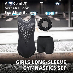 Maillot de Gimnasia Rítmica sin Tirantes con Pedrería, Económico, Transpirable, Ligero y Elegante, Conjuntos de Maillot Artístico para Niñas - Product Image 2