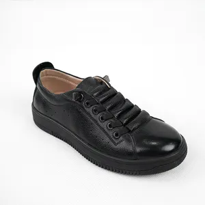 Zapatos clásicos de cuero de vaca para niños, zapatillas escolares de color negro, informales, a la moda