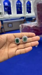 6.00CT <b>Emerald</b> Pear Cut Lab Grown Diamond <b>Stud</b> <b>Earrings</b> 14K Yellow Gold IGI Certified Gold Bridal Wedding Anniversary Party Fine - Product Image 4