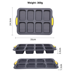 Molde Cuadrado de Silicona y Acero Inoxidable <span class=keywords><strong>para</strong></span> 8 Muffins, Color Gris + Amarillo, con Asas, <span class=keywords><strong>para</strong></span> Hornear en Horno, <span class=keywords><strong>para</strong></span> Pudín, Gelatina, Utensilio de Cocina - Product Image 6