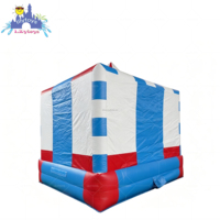 Lilytoys Château gonflable commercial rayé avec enclos en filet, structure de jeu en PVC de 0,55 mm pour événements