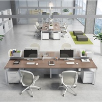 Solution tout-en-un : mobilier de bureau en bois pour espace ouvert, poste de travail modulaire et réglable avec structure métallique pour 4 à 6 personnes