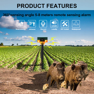 Năng lượng mặt trời động vật Repeller Chuột Repeller chim Repeller không dây RF báo động còi báo động với 13 được xây dựng trong âm thanh & điều khiển từ xa - Product Image 3
