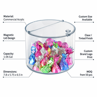 HOTEAM Bac à bonbons rond en acrylique avec couvercle magnétique 1,06 gal, récipient alimentaire en vrac hermétique, présentoir de vente au détail, vente en gros, OEM