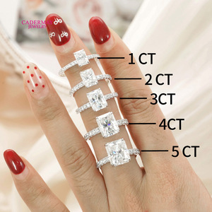 Moissanite D Color Granny Cut <b>925</b> Sterling <b>Silver</b> <b>Ring</b> 1 Ct To 3 Ct Women Engagement Jewelry - Product Image 1