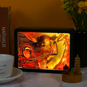 Action Figure di demoni Slayer notte luce carta artigianale attacco personalizzato su Titan Gojo Anime Light Box Anime regalo lampada a LED articoli regalo - Product Image 4