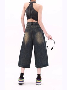 Venta Directa de Fábrica: Pantalones Capri Vaqueros Holgados de Cintura Alta para Mujer, Estilo Retro Degradado, Desbloquea el Código del Estilo Urbano - Product Image 4
