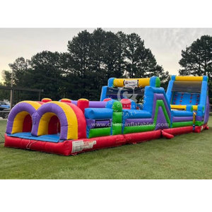 Đầy màu sắc thể thao ngoài trời Inflatable Jump Land bouncy chướng ngại vật khóa học với Blower bao gồm bộ dụng cụ sửa chữa-on Sale - Product Image 1
