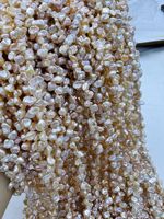 Perle Keshi Baroque en forme de pétale 5-6mm Champagne Semi-finie Haute brillance Trou de 0.8mm DIY