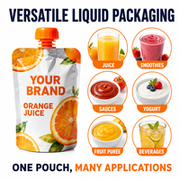Pochettes personnalisées imprimées pour jus d'orange frais pressé à froid, riches en vitamine C, avec bec verseur, emballage souple, vente en gros