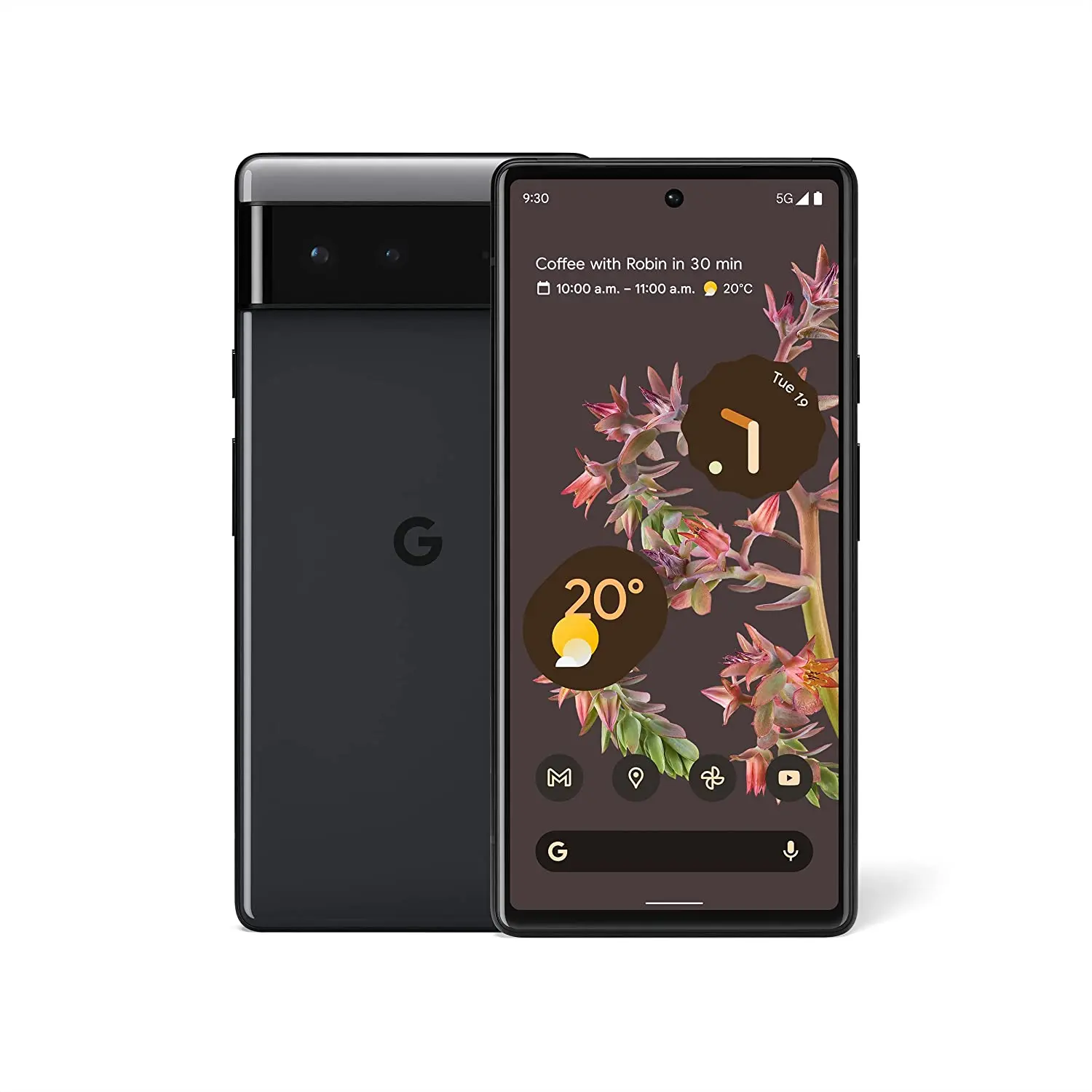 Google Pixel 6-โทรศัพท์ Android 5G-สมาร์ทโฟนปลดล็อคด้วยกล้องพิกเซลขั้นสูงและเลนส์เทเลโฟโต้-128GB-Storm Black