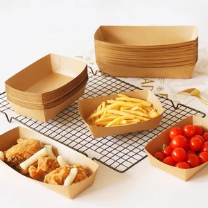 Scatola a Forma di Barca in Carta Kraft, Contenitore Monouso per Alimenti Altamente Resistente, Ideale per Patatine Fritte e Snack, Perfetto per Gite Primaverili - Product Image 4