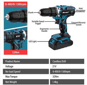 Perceuse multifonctionnelle lithium-ion transfrontalière Maxway, perceuse rechargeable, tournevis électrique domestique - Product Image 3