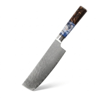 8 inch Nakiri-mes, professioneel damaststaal keukenmes voor het snijden van groenten, met ergonomische hars handvat