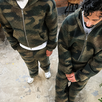 Ensemble survêtement personnalisé grande taille pour homme, motif camouflage Real Tree, délavé à l'acide, coupe ample et évasée, style jogger