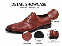 Chaussures habillées marron pour hommes en cuir véritable bruni à bout pointu, à lacets, semelle extérieure en caoutchouc, pour le bureau, les affaires, les occasions formelles et les mariages, vente en gros