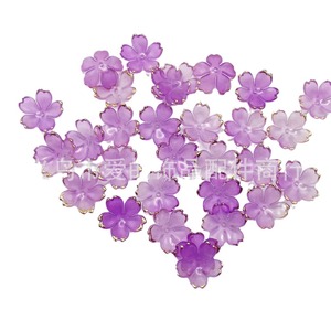 Acrylic Cherry Blossom 19mm Gold Edge Flower Petal Gradient DIY Handmade Accessories Flat Plate Laser Engraved Plastic Resin - Product Image 5