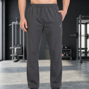 Pantalon de jogging décontracté gris foncé pour homme avec taille élastique, poches latérales, respirant, léger, séchage rapide, en polyester - Product Image 4