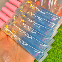 Vente en gros Marque privée Brillant à lèvres personnalisé non collant de haute qualité rose mignon végétalien repulpant pour enfants Brillant à lèvres bio à paillettes transparentes