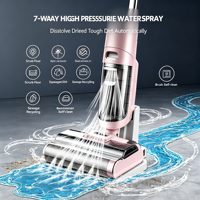Nettoyeur de sols 3 en 1 sans fil, aspirateur eau et poussière, aspiration 1800Pa, auto-propulsé, avec fonction de lavage des sols durs et éclairage LED avec commande vocale