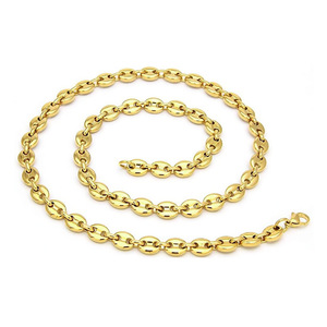 Bijoux en acier inoxydable de 7mm de largeur plaqué or, or Rose, noir et argent, chaîne en <span class=keywords><strong>maille</strong></span> de graine de <span class=keywords><strong>café</strong></span> - Product Image 3