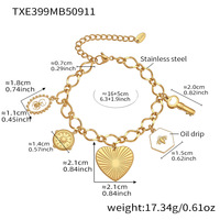 Parure de bijoux en acier inoxydable plaqué or 18 carats, style européen et américain, motif floral, grand cœur, collier et bracelet