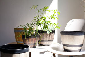 Maceta Redonda de Plástico con Aspecto de <span class=keywords><strong>Madera</strong></span>, Ligera, para Plantas de Exterior - Product Image 6