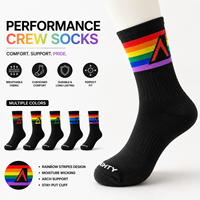 Chaussettes de sport jacquard Performance à rayures arc-en-ciel et logo triangulaire, options multicolores, respirantes, avec bord côtelé rembourré, OEM