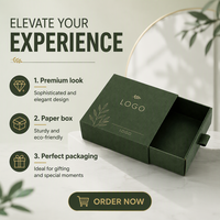 Boîte en papier ondulé kraft vert forêt écologique avec logo personnalisé, boîte à tiroir de luxe pour bijoux, cosmétiques, soins de la peau, emballage cadeau, petites boîtes coulissantes