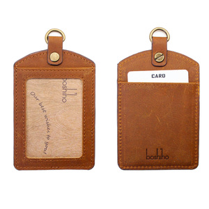 Boshiho Leather Badge <b>Holder</b> Opaque With Card Slot For Work <b>ID</b> Cards - Product Image 1