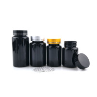 50 ml 100ml 300ml toucher doux bouchons à vis en aluminium pet noir mat bpa pot vide comprimés médecine conteneur capsule de pilule bouteilles