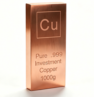 Barres de cuivre pur à 99 %, non remboursables et non retournables, personnalisables, en cuivre sans oxygène, gravables, barre de cuivre pur à 99 %