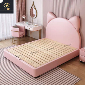 Meubles de chambre à coucher au design moderne luxueux-<span class=keywords><strong>lit</strong></span> pour enfants en cuir rose-<span class=keywords><strong>lit</strong></span> de princesse mignon créatif à la maison - Product Image 4