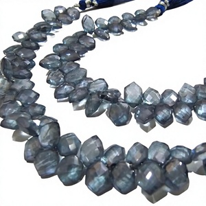 Cuentas de cristal de roca natural en forma de hexágono, cuentas briolette de 5x9mm a 6x10mm, hilo de cuentas de 8 pulgadas de largo. - Product Image 1