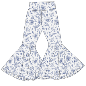 Nuovi <span class=keywords><strong>Pantaloni</strong></span> a Zampa d'Elefante a <span class=keywords><strong>Vita</strong></span> <span class=keywords><strong>Alta</strong></span> in Fibra di Bambù per Bambine, Stampa Floreale Vintage, Abbigliamento Quotidiano Alla Moda per Bambini, Motivo Personalizzabile - Product Image 2