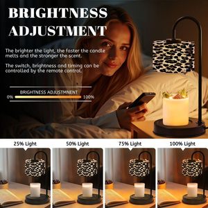 Lámpara Calentadora de Velas Moderna con Estampado de Leopardo, 13.8 Pulgadas, Regulable, Eléctrica, Aromaterapia, Decoración del Hogar, Uso en Interiores - Product Image 4