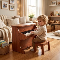 Portable Wooden Children's Electronic Keyboard Musical Instrument 25-Key Baby Piano Toy Education Toy Ages 7-12
