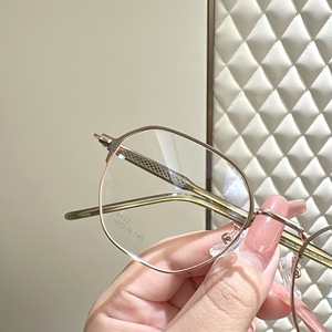 Monturas de Gafas Geométricas de Metal Retro Estilo Coreano, Montura Completa, Lentes Acrílicas, Anti Luz Azul, Unisex, Origen Danyang - Product Image 5