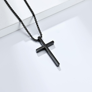 Religiöser Schmuck Edelstahl Nicht trüben personal isierte Kreuz Halskette Männer Jungen - Product Image 2