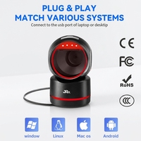Escáner de Código de Barras de Escritorio JR Serie T37 Negro, Inalámbrico y con Cable, Escaneo de Códigos QR 1D/2D, Dispositivo de Escaneo USB Plug and Play para Supermercados