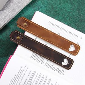 Full-Grain Cowhide Book Marker Minimalist <b>Bookmark</b> Heart Hollow Design Book Page Holder Promotional Gift for Student Teacher - Product Image 4