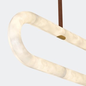 Lámpara colgante ovalada de mármol natural Alta, con LED E27, para mesa de isla, para comedor de villa. - Product Image 2