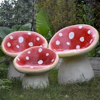 Sculpture de table et de chaise en forme de champignon peinte à la main en résine avec taille personnalisée pour la décoration de jardin et de maison, souvenir artistique