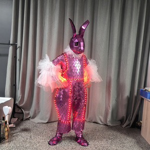 Disfraz de Conejita Brillante Rosa con Espejo, Conjunto Completo para Actuaciones en Escenario, Unisex - Product Image 3