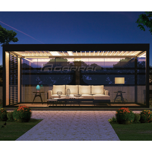 Gazebo eléctrico de bloque UV personalizado, pérgola con sistema de Control remoto, impermeable, de aluminio, con <span class=keywords><strong>persianas</strong></span> LED - Product Image 2