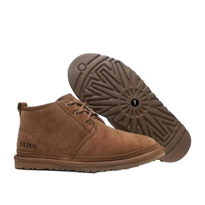 Bottes de neige basses en cuir véritable pour homme, nouvelle conception 2026, avec logo personnalisé, semelle extérieure en EVA, fourrure intégrée, chaudes et tendance, à lacets - Product Image 3