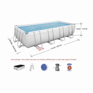 <span class=keywords><strong>Piscina</strong></span> Elevada Rectangular Bestway 56670 Power Steel de Acero, 4.88 m x <span class=keywords><strong>2.44</strong></span> m x 1.22 m, de Alta Calidad para Familias - Product Image 3