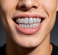 Grillz unisexe en argent S925 avec moissanite, motif cercle huit cœurs et flèches, style hip-hop, accessoire dentaire de mode haut de gamme