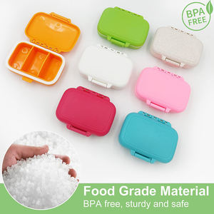 小麦ストロー3コンパートメントトラベルピルオーガナイザー防湿小さなピルボックスポケットピルケースポータブル薬ビタミン - Product Image 2